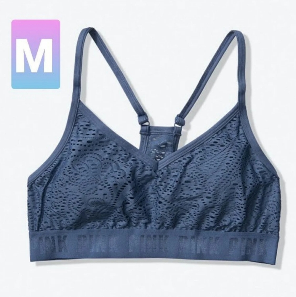 NWT! VS PINK Ultimate Blue Lace Sports Bra M